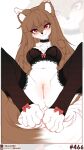 4k 9:16 absurd_res alternate_species anthro bra brown_body brown_ears brown_fur brown_hair brown_tail canid canine canis clothing countershade_face countershade_fur countershade_torso countershading cute_fangs dipstick_ears ear_markings fangs female fur furrification genitals gloves_(marking) hair hi_res holo_(spice_and_wolf) inner_ear_fluff leg_markings legwear likunea long_hair looking_at_viewer mammal markings multicolored_ears navel pawpads paws red_eyes red_ribbon sitting socks_(marking) solo spice_and_wolf spread_legs spreading stockings tail teeth tuft underwear vulva white_body white_ear_tips white_fur wolf