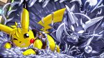 absorbing absorption_vore absurd_res anthro battle city defeated duo electricity fan_character generation_1_pokemon glistening glistening_body group hi_res ichimoral imminent_vore liquid_metal male menacing_aura meta metal_pichu metallic_body nintendo pikachu pokemon pokemon_(species) silver_body vore