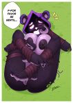 absurd_res anthro anus bear big_breasts bodily_fluids breasts dialogue epic_games feet female foot_fetish foot_focus foot_wraps fortnite genitals grass hi_res hood huge_breasts lying mammal on_back on_grass on_ground plant poppy's69 purple_eyes purple_mouth raven_team_leader solo spanish_text sweat sweaty_feet text translated vulva wraps