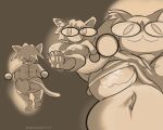 5:4 abstract_background anthro big_breasts breasts bronze777 clothing clothing_pull feet felid feline female fluffy_ears hi_res huge_breasts looking_at_viewer mammal navel neco-arc overweight smile solo tail thick_thighs tsukihime type-moon