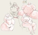 absurd_res anthro big_breasts boss_monster_(undertale) bottomwear bovid breasts caprine clothing colored digital_drawing_(artwork) digital_media_(artwork) eyes_closed eyewear female floppy_ears food footwear full-length_portrait genitals glasses goat hands_on_own_belly hi_res high_heels horn huge_breasts long_ears low-angle_view mammal mature_anthro mature_female nude oanju overweight overweight_anthro overweight_female pants pastry pie portrait pubes sagging_breasts shaded shoes sitting solo spread_legs spreading standing thick_thighs topwear toriel undertale_(series) vulva wide_hips