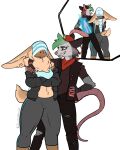 4:5 american_opossum anthro arm_on_shoulder atomic_wedgie blue_clothing blue_panties blue_striped_panties blue_underwear bottomwear clothing clothing_pull covered_eyes crossed_arms duo female fluff_(mysticfluff) front_view hi_res hybrid lagomorph leporid male male/female mammal marsupial panties pants panty_pull pattern_bottomwear pattern_clothing pattern_panties pattern_underwear pink_clothing pink_panties pink_underwear rabbit rear_view standing striped_bottomwear striped_clothing striped_panties striped_underwear stripes telekinesis thecommonercomet torn_bottomwear torn_clothing torn_pants underwear underwear_pull wedgie wedgie_fetish yoga_pants
