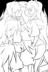 2:3 absurd_res ambiguous_gender anthro clothed clothing comic deer deltarune duo female female/ambiguous from_side fur goomyloid hair hi_res hoodie horn human human_on_anthro interspecies kiss_on_lips kissing kris_(zourik) lightner mammal monochrome new_world_deer noelle_holiday reindeer sketch snout topwear undertale_(series)