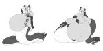 2019 alice_(monster_girl_quest) apode apple belly big_belly big_breasts breasts cross-crescent draconcopode female food fruit hi_res horn huge_belly lamia legless monochrome monster_girl_(genre) monster_girl_quest overweight plant reptile scalie serpentine simple_background snake solo split_form white_background