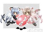  animal_ears cat_ears gagraphic heart long_sleeves maid multiple_girls nekoneko pantyhose ribbon tail wallpaper wings 