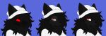 :< anthro aser_(ochrecer) beanie black_body black_fur clothing eyewear female fur glasses hat headgear headshot_portrait headwear machine mask_off neck_tuft ochrecer portrait protogen red_eyes solo sweater topwear tuft white_beanie white_clothing white_hat white_headwear white_sweater white_topwear