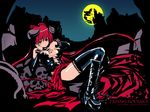  black_legwear boots cosplay demon full_moon kousaka_tamaki moon red_hair refeia solo thighhighs to_heart_2 