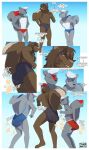 absurd_res anthro blue_clothing blue_underwear clothing comic english_text fart fart_cloud feces grey_clothing grey_underwear group hi_res jager-darklite jager_(jager-darklite) male mammal mephitid red_clothing red_underwear skunk soiling text trio underwear