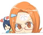  ahoge forehead glasses glint hair_ornament hairclip katagiri_himeko looking_at_viewer multiple_girls oekaki onija_tarou pani_poni_dash! reflection uehara_miyako 