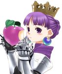  armor artist_request braid crown food french_braid fruit gauntlets gradriel hat princess_crown simple_background solo white_background 