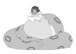 2019 apode belly big_belly cross-crescent draconcopode female hi_res huge_belly lamia legless monochrome overweight reptile scalie serpentine simple_background snake solo split_form white_background