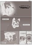 anthro bleeding_from_eyes bleeding_from_nose blood blood_from_mouth blood_in_mouth bloodshot_eyes bodily_fluids canid canine canis cheek_scar chin_scar clothed clothed_anthro clothed_male clothing comic cough coughing_blood death dying english_text facial_scar fully_clothed fully_clothed_anthro fully_clothed_male german gore hi_res inner_thoughts male mammal monochrome nekostar nosebleed scar solo text text_box thoughts tobias_dreck wolf