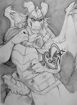 absurd_res activision anthro bag claws clothing dragon erection fantasy_creature genitals hi_res horn jewelry linnylovensfw male monochrome mythological_creature mythological_scalie mythology nestor_(spyro) penis rescued_dragons_(spyro) scalie solo spyro_reignited_trilogy spyro_the_dragon standing