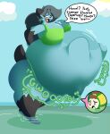 anthro beach belly big_belly big_breasts bikini black_hair breasts butt clothing deerling dewott digestion digestion_noises digestion_sequence english_text female generation_5_pokemon hair hazel_(the_hookaloof) hi_res nintendo pokemon pokemon_(species) shelly_(shellydadewwy) summer swimwear tail text the_hookaloof thick_thighs two-piece_swimsuit vore water