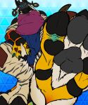 5:6 absurd_res arthropod centignoll_(demon1forestrp) centipede clothing feet foot_fetish foot_focus foot_play gnollplaying_games hi_res hybrid hyenaface low-angle_view macro macro_male male myriapod pawpads paws sex solo step_pose step_position under_paw under_paws worm's-eye_view yonnixart