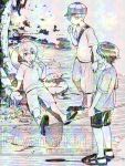  aged_down baji_keisuke butterfly_net child commentary_request food greyscale hand_net hat holding holding_butterfly_net holding_food holding_popsicle male_focus melting_popsicle miyama_kiri monochrome popsicle sandals sano_manjirou sanzu_haruchiyo shirt short_hair short_sleeves standing sun_hat t-shirt tokyo_revengers 