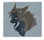 absurd_res accessory bangs blue_eyes border chest_markings diamond_(marking) dragon female feral fluffy fluffy_chest fur furred_dragon furred_scalie grey_body grey_fur head_tuft hi_res highlights_(coloring) inner_ear_fluff markings mythological_creature mythological_scalie mythology over_requiemz(visual_novel) rootfrost scalie shy_smile side_bangs solo timid tuft white_border yuhiru