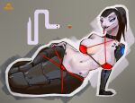 apode bikini black_hair blue_eyes breasts clothing cybernetics cyborg draconcopode fangs female feral food forked_tongue fruit grey_background hair hi_res legless machine naga neckwear non-mammal_breasts plant ponytail psyk323 red_bikini red_clothing red_swimwear reptile robotic_arm robotic_eyes robotic_tail scales scalie serpentine simple_background slightly_open_mouth snake snake_(game) solo strawberry swimwear teeth tongue tongue_out two-piece_swimsuit watermark white_body white_scales