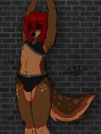 absurd_res anthro armpit_tuft arms_above_head blush bodily_fluids breasts brown_body canid canine canis clothing dani_(vampuppy) digital_media_(artwork) domestic_dog erection erection_under_clothing erection_under_underwear eyes_closed eyewear facial_piercing flat_chested fur genital_fluids glasses gynomorph hair hi_res intersex leaking_precum leaking_through_clothing mammal nipple_piercing nipples nose_piercing nose_ring piercing precum pubes raised_arm raised_arms ring_piercing septum_piercing shaking shivering small_breasts solo tail tail_motion tailwag tattoo text trans_(lore) trans_woman_(lore) tuft vampire vampuppy