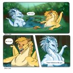 1:1 2026 absurd_res blue_body blush claws comic dialogue dragon duo ear_piercing ear_ring english_text european_mythology eyes_closed facial_scar feral finger_claws hi_res icewing_(wof) kovi_kodi long_neck looking_at_another male mythological_creature mythological_scalie mythology open_mouth partially_submerged piercing qibli_(wof) ring_piercing sandwing_(wof) scales scalie scar snout speech_bubble spikes spikes_(anatomy) stinger stinger_tail tail text water western_dragon wings_of_fire winter_(wof) yellow_body