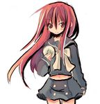  artist_request bread food long_hair long_sleeves lowres melon_bread red_hair school_uniform shakugan_no_shana shana solo 