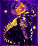 3d_(artwork) absurd_res anthro big_butt black_bodysuit black_clothing black_skinsuit bodysuit breasts butt butt_focus clothing digital_media_(artwork) epic_games felid feline female food for_a_head fortnite fruit gesture halloween hand_gesture hi_res holidays jack-o'-lantern light looking_at_viewer looking_back low-angle_view mammal markings object_head plant pumpkin pumpkin_head purple_background simple_background skeleton_(marking) skinsuit solo spice_(fortnite) street_lamp tail thick_thighs tight_clothing twilightv0ids v_sign
