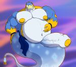 2026 abstract_background absurd_res anthro avian beak belly big_belly big_muscles big_nipples big_pecs big_penis bird blue_body bottomwear clothing erection floating genie genie_tail genitals hand_on_belly hand_on_hip hi_res huge_belly huge_pecs huge_penis humanoid_genitalia humanoid_penis hyper hyper_genitalia hyper_penis lamp lava_lamp loincloth looking_at_viewer magic_user male musclegut muscular muscular_male nipples pecs penis purple_bottomwear purple_clothing purple_loincloth rodric_(xylus) sparkles story story_in_description vein veiny_penis vicpagani wide_hips