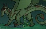 absurd_res anus bodily_fluids butt claws digitigrade dragon female feral finger_claws forest genital_fluids genitals grass green_body green_scales grin grinning_at_viewer hi_res kuueen leafwing_(wof) long_neck looking_back mythological_creature mythological_scalie mythology plant presenting presenting_hindquarters presenting_vulva quadruped rock scales scalie smile smiling_at_viewer snout solo spread_vulva spreading tail toe_claws tree vaginal_fluids vines vulva wings_of_fire