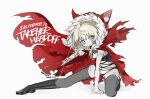  1girl animal_ears animal_hood aqua_eyes arm_support artist_name black_bra black_panties black_souls black_souls_2 black_thighhighs blonde_hair boots bra breasts bustier cape chinese_commentary cleavage cloak commentary_request confex corset cross-laced_clothes dated fake_animal_ears fishnet_thighhighs fishnets fur-trimmed_cape fur-trimmed_hood fur_trim glint grey_thighhighs highres holding holding_knife holding_weapon hood hood_up hooded_cape hooded_cloak hooded_coat knee_boots knife lace-up_boots medium_breasts medium_hair mouth_hold navel on_one_knee panties red_cape red_hood red_hood_(black_souls) reverse_grip scar scar_on_arm scar_on_leg signature small_breasts solo squatting thighhighs torn_clothes underwear weapon 