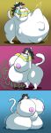 absurd_res anthro belly big_belly big_breasts big_butt breast_expansion breasts butt butt_expansion clothing comic death digestion digestion_noises digestion_sequence expansion female hand_on_breast hi_res huge_breasts hyper hyper_breasts kneeling looking_at_belly mass_vore multiple_prey nipples nude_anthro shirt simple_background tail temmie_(species) temmie_(undertale) the_hookaloof thick_thighs tongue tongue_out topwear undertale undertale_(series) vore white_body