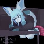 1:1 3d_(artwork) animated animated_gif anthro breasts digital_media_(artwork) eeveelution exposed_breasts eyewear female generation_4_pokemon glaceon glasses mora_(tednotbob) nintendo pokemon pokemon_(species) short_playtime solo tednotbob