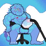 1:1 2d_animation animated animated_gif anthro balls barazoku big_balls big_penis bodily_fluids chair cum cum_collecting digital_media_(artwork) ejaculation felid feline furniture genital_fluids genitals humanoid_genitalia humanoid_penis lion loop machine male mammal milking_cum milking_machine morinetsu muscular muscular_anthro muscular_male nipples pantherine penile penis penis_milking pixel_(artwork) pixel_animation screen short_playtime sitting solo