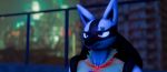 3d_(artwork) absurd_res anthro black_body blade_runner_2049 blender_(artwork) blood blue_body blue_fur bodily_fluids digital_media_(artwork) fur generation_4_pokemon hi_res lucario lucious_(valorlynz) male neck_tuft neon_lights night nintendo pokemon pokemon_(species) red_eyes solo tuft white_sclera yellow_body yellow_fur zylgius