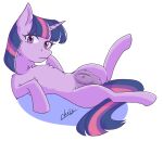 blue_hair chris045 crotch_breasts equid equine female female_feral feral friendship_is_magic genitals hair hasbro hi_res horn horse humanoid_genitalia humanoid_vulva legs_up looking_at_viewer mammal my_little_pony mythological_creature mythological_equine mythology pink_hair pony purple_eyes purple_hair solo teats touching_face twilight_sparkle_(mlp) unicorn vulva