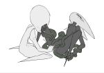 anthro arms_tied_behind_back arthropod between_legs blush bodily_fluids butt clitoral clitoral_rubbing clitoris digital_drawing_(artwork) digital_media_(artwork) duo featureless_chest female female/female female_orgasm fingering fingering_partner flat_chested genital_fluids genitals hi_res hollow_knight:_silksong hollow_knight_(franchise) hornet_(hollow_knight) kneeling lace_(hollow_knight:_silksong) line_art looking_at_another looking_pleasured lying monochrome narrowed_eyes nude on_back on_ground orgasm parasite penetration questionable_consent restrained restrained_by_tentacles segmented_body sex shaking simple_background spread_legs spreading tatota_xhd team_cherry tentacle_sex tentacles vaginal vaginal_fingering vaginal_fluids vaginal_penetration vulva