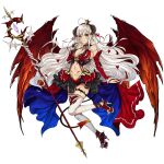  1girl artist_request bare_shoulders black_dress black_shoes breasts brown_horns character_request cleavage clothing_cutout crown demon_girl demon_horns demon_tail demon_wings detached_sleeves dress fan_to_mouth floating floating_hair full_body game_asset hand_up heart high_heels horns large_breasts long_hair long_sleeves looking_at_viewer mage_staff midriff multicolored_shoes navel official_art orange_eyes pubic_tattoo red_dress red_shoes red_sleeves red_wings shoes simple_background skindentation sleeveless sleeveless_dress solo staff stomach_cutout tail tate_no_yuusha_no_nariagari tate_no_yuusha_no_nariagari_rise tattoo thigh_strap thighhighs transparent_background two-tone_dress two-tone_shoes wavy_hair white_hair white_thighhighs wings 