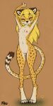 2026 anthro artist_name blonde_hair breasts brown_body brown_fur cheetah claws dated digital_media_(artwork) eyes_closed feet felid feline female fingerpads flower fluffyminx full-length_portrait fur genitals grass hair hi_res hindpaw long_hair mammal nude pawpads paws plant portrait shortstack simple_background skinny small_breasts small_waist solo spots standing stretching tail text thick_thighs tired vulva white_body white_fur yellow_body yellow_fur