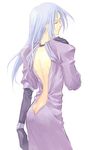  artist_request ass backless_dress backless_outfit blue_hair butt_crack caster dress fate/stay_night fate_(series) long_dress long_hair long_sleeves pointy_ears solo 