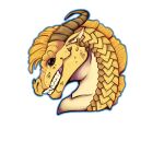 2026 ambiguous_gender dragon ear_piercing ear_ring european_mythology facial_horn feral head_down hi_res horn kovi_kodi mythological_creature mythological_scalie mythology nose_horn piercing qibli_(wof) ring_piercing sandwing_(wof) scales scalie simple_background smile solo western_dragon white_background wings_of_fire