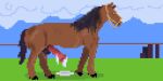 2:1 animal_genitalia animal_penis balls big_penis bodily_fluids cloud cum cum_on_penis digital_media_(artwork) ejaculation equid equine equine_genitalia equine_penis feral genital_fluids genitals grass grass_field hooves horse huge_penis jamandivy male mammal nameless_character penis pixel_(artwork) plant sky solo