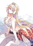  1girl bikini blonde_hair commentary_request highres long_hair looking_at_viewer merfolk mermaid monster_girl monsterification neruyuribear seashell shell smile solo swimsuit watashi_ga_koibito_ni_nareru_wake_naijan_murimuri! 