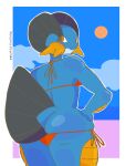 absurd_res anthro bea-is-missing beach big_butt bikini butt clothed clothing female generation_3_pokemon hi_res nintendo pokemon pokemon_(species) red_bikini red_bikini_bottom red_bikini_top red_clothing red_swimwear shaded simple_background simple_coloring simple_shading skimpy solo swampert swimwear thick_thighs two-piece_swimsuit wide_hips