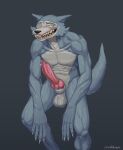 absurd_res animal_genitalia animal_penis anthro balls beastars big_balls big_penis black_nose bodily_fluids breasts canid canine canine_genitalia canine_penis canis dripping facial_markings featureless_breasts gaze genital_fluids genitals gooner grey_balls grey_body head_markings hi_res knot knotted_penis leaking_precum lean_male legoshi_(beastars) long_arms long_fingers long_legs long_penis male mammal markings muzzle_(marking) penis pink_knot pink_penis pointy_ears precum precum_drip raised_tail sharp_teeth sheath simple_background skinny_male slouching smile solo standing tail tall_male teeth thin_eyebrows wet wet_penis wolf yellow_eyes zashkvar
