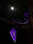 3:4 3_fingers 3_toes 4_ears anthro avali cloud da'vali dark dark_body davali feathered_wings feathers feet fingers forest forest_background hi_res leaning light male moon moonlight multi_ear niali_the_avali niali_the_avali_(character) night plant purple_eyes sitting sky solo tail tail_feathers toes tree wings