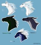 2020 ambiguous_gender arctic_(wof) crown darkstalker_(wof) diamond_(wof) dragon ear_piercing ear_ring english_text european_mythology feral foeslayer_(wof) group head_down headgear horn hybrid icewing_(wof) markings mythological_creature mythological_scalie mythology nightwing_(wof) piercing raised_head ring_piercing scales scalie side_view simple_background spikes spikes_(anatomy) suntropikl text tiara western_dragon whiteout_(wof) wings_of_fire