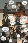 2026 anthro beverage biped black_nose brown_body brown_eyes brown_fur canid canine canis cervine chair cheek_tuft clothed clothed_anthro clothing coffee_cup comic container coyote cup deer dialogue digital_media_(artwork) duo english_text facial_tuft facing_each_other falco_works fangs fluffy fluffy_tail fur furniture grey_body grey_fur hair head_tuft hi_res indy_(justroadkill) inside male mammal on_chair pen_(falco_works) pointy_ears prick_ears sitting sitting_on_chair snout speech_bubble table tail tan_body tan_fur teeth text tuft tufted_deer tusks yellow_sclera
