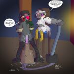 1:1 accipitrid accipitriform animal_genitalia anthro avian bdsm bird black_cockatoo bodily_fluids bound cloaca cloaca_juice cloacal cloacal_penetration cockatoo cozyhug duo dwarfism eagle female female/female genital_fluids genitals harpy_eagle hi_res legs_tied masturbation parrot penetration portuguese_text sex_toy size_difference text