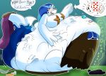 ace_of_hearts belladonna_(slickdratini) belly big_belly big_breasts big_butt breaking_object breasts busty_feral butt cape card clothing digestion digestion_noises eight_of_diamonds english_text female female_feral feral feral_pred furniture generation_1_pokemon generation_7_pokemon hand_on_belly holding_cards jack_of_spades lying lying_on_ground lying_on_table multiple_prey nintendo on_front on_ground playing_card pokemon pokemon_(species) poker primarina sharp_teeth six_of_spades staryu table tail teeth ten_of_hearts text the_hookaloof unseen_prey vore