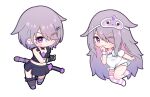  2girls :3 asymmetrical_legwear bandaid bandaid_on_cheek bandaid_on_face bandaid_on_nose black_skirt black_tank_top chibi chibi_only dual_persona eyes_visible_through_hair highres hololive hololive_english koseki_bijou long_hair looking_at_viewer mask mask_on_head miniskirt mismatched_legwear multiple_girls no_shoes purple_eyes purple_hair purple_socks purple_thighhighs shirt short_hair shutowl simple_background skirt sleep_mask socks striped_clothes striped_socks striped_thighhighs tank_top thighhighs transparent_background very_long_hair virtual_youtuber white_shirt white_socks white_thighhighs 