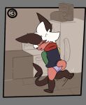 ambiguous_gender anthro big_ears bodily_fluids clothing desperation genital_fluids hoodie hybrid panties pee_desperation potty_dance solo tiburonloaf_(artist) topwear underwear urine wet wet_clothing wet_panties wet_underwear